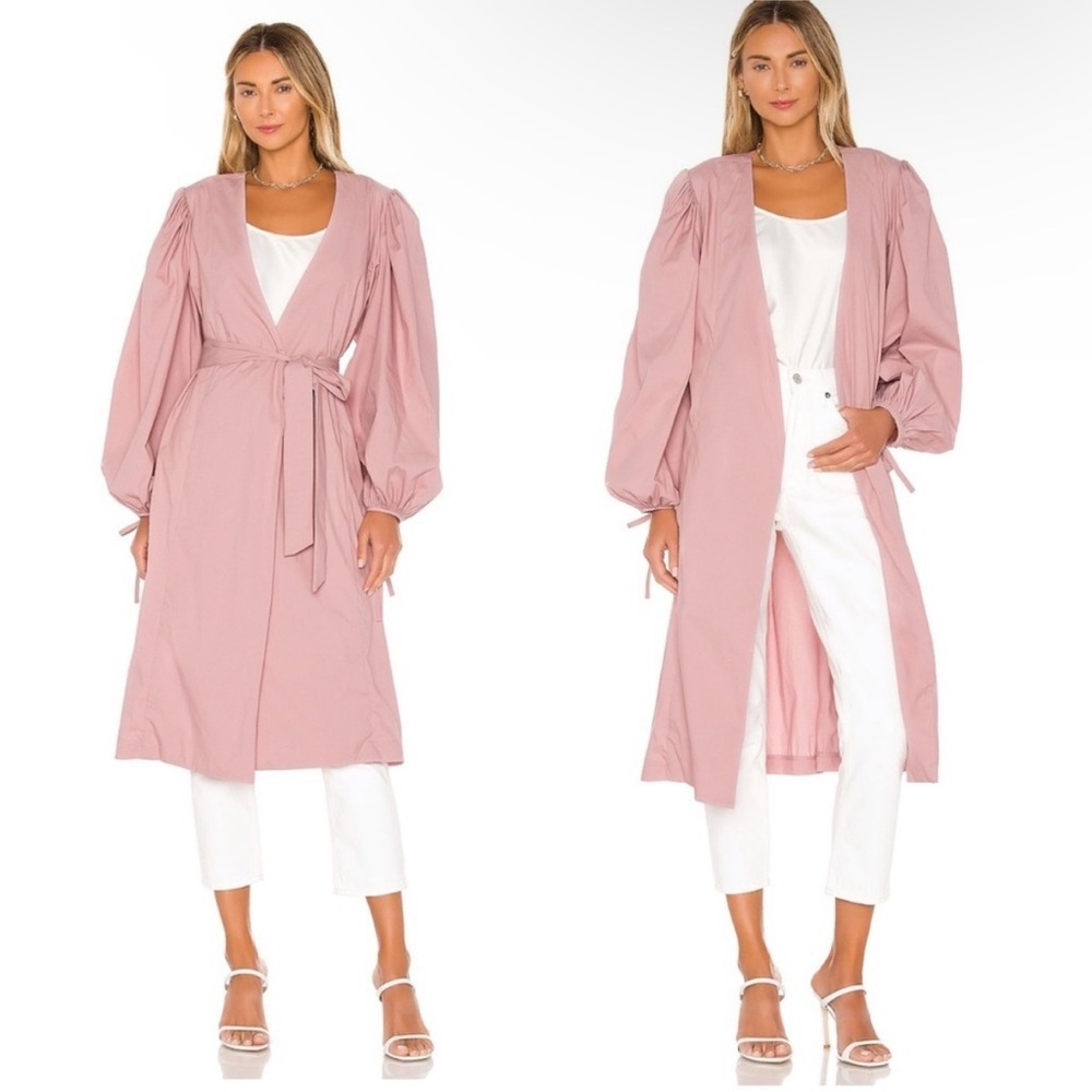 LPA Yulia pink trench Coat with self waist tie NEW
